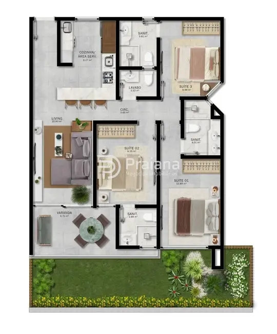 Apartamento com 3 quartos à venda, 78m2 em Camacari - BA - imagem 9 Foto 9 de Apartamento com 3 quartos à venda, 78m2 em Camacari - BA