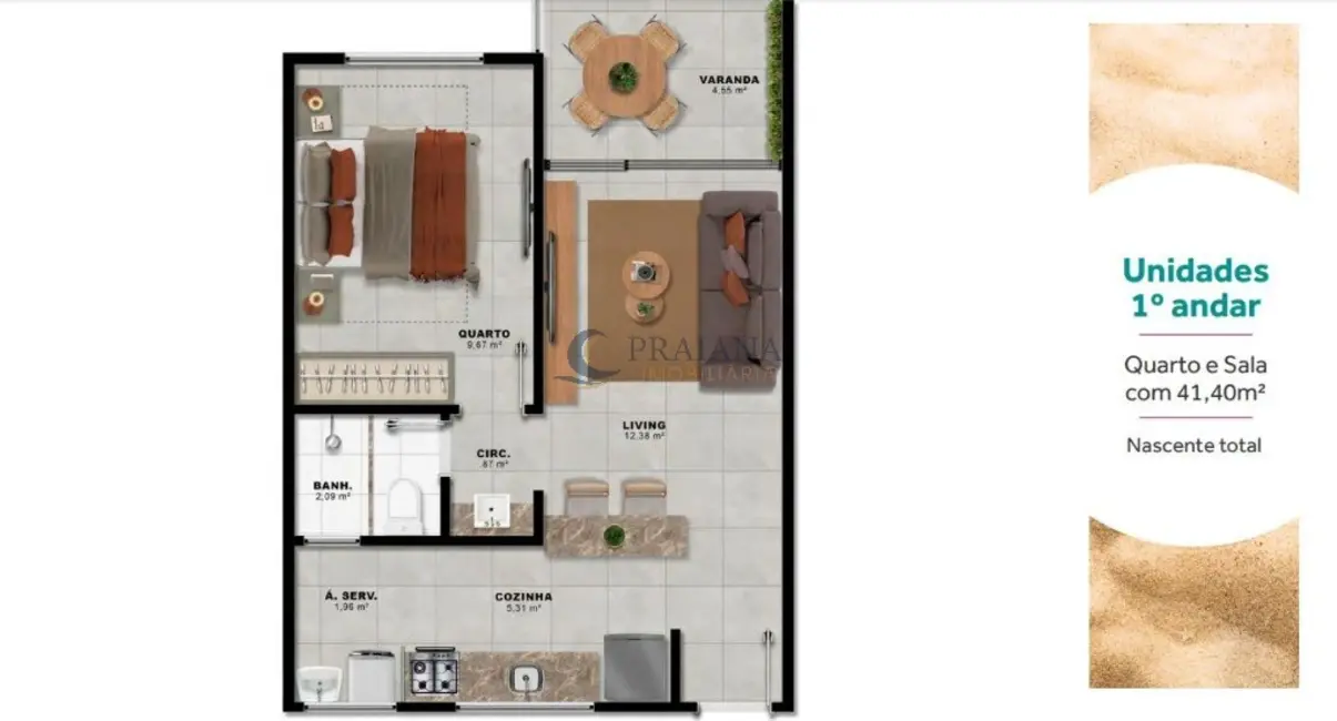 Foto 7 de Apartamento com 1 quarto à venda, 41m2 em Camacari - BA