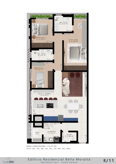 Foto 9 de Apartamento com 3 quartos à venda, 120m2 em Centro, Guarapuava - PR