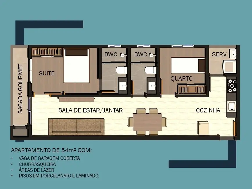 Foto 4 de Apartamento com 1 quarto à venda, 54m2 em Dos Estados, Guarapuava - PR
