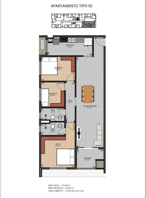 Foto 5 de Apartamento com 3 quartos à venda, 103m2 em Santa Cruz, Guarapuava - PR