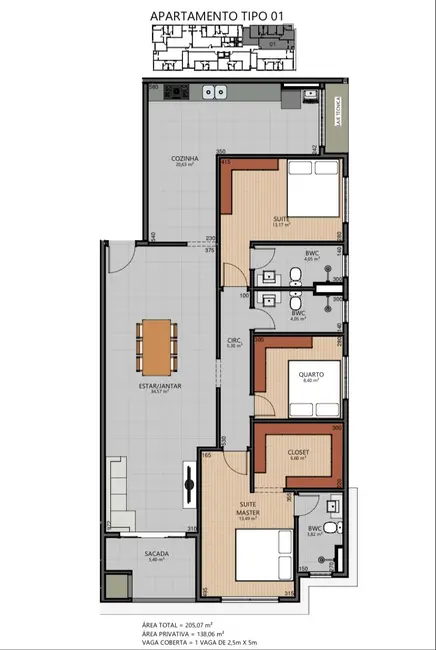 Foto 5 de Apartamento com 2 quartos à venda, 138m2 em Santa Cruz, Guarapuava - PR
