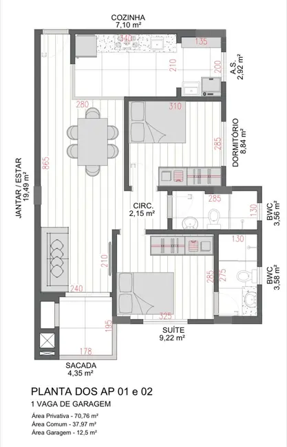 Foto 3 de Apartamento com 2 quartos à venda, 71m2 em Santana, Guarapuava - PR