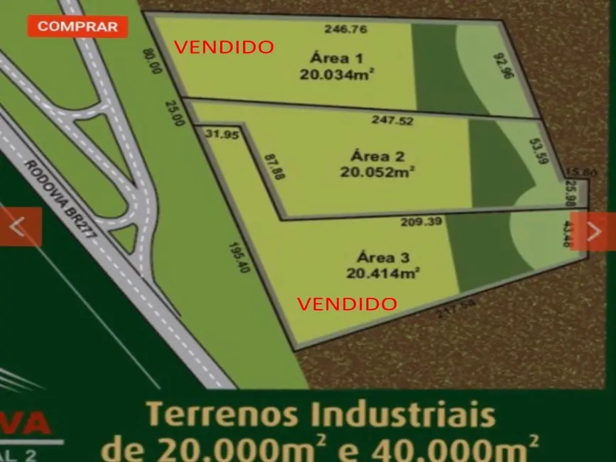 Foto 2 de Terreno / Lote à venda, 20450m2 em Guarapuava - PR