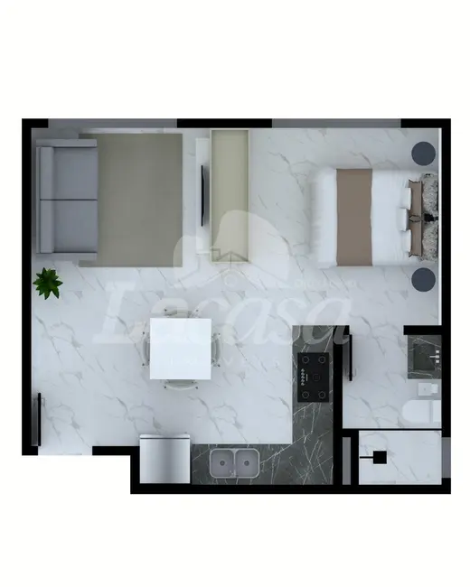 Foto 5 de Apartamento com 1 quarto à venda, 29m2 em Santa Cruz, Guarapuava - PR