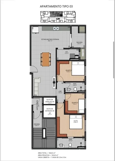 Foto 5 de Apartamento com 3 quartos à venda, 105m2 em Santa Cruz, Guarapuava - PR
