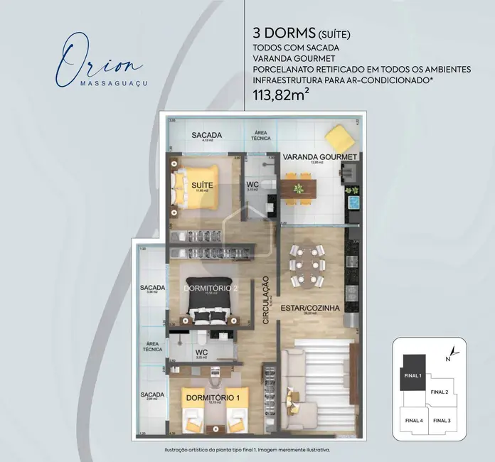 Foto 8 de Apartamento com 3 quartos à venda em Massaguaçu, Caraguatatuba - SP