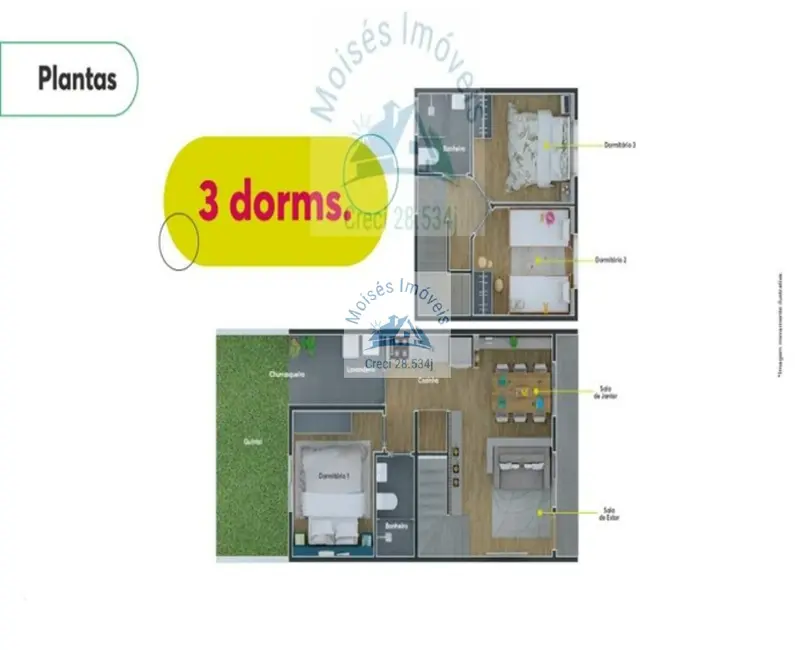 Foto 3 de Casa de Condomínio com 3 quartos à venda, 81m2 em Sao Jose Dos Campos - SP