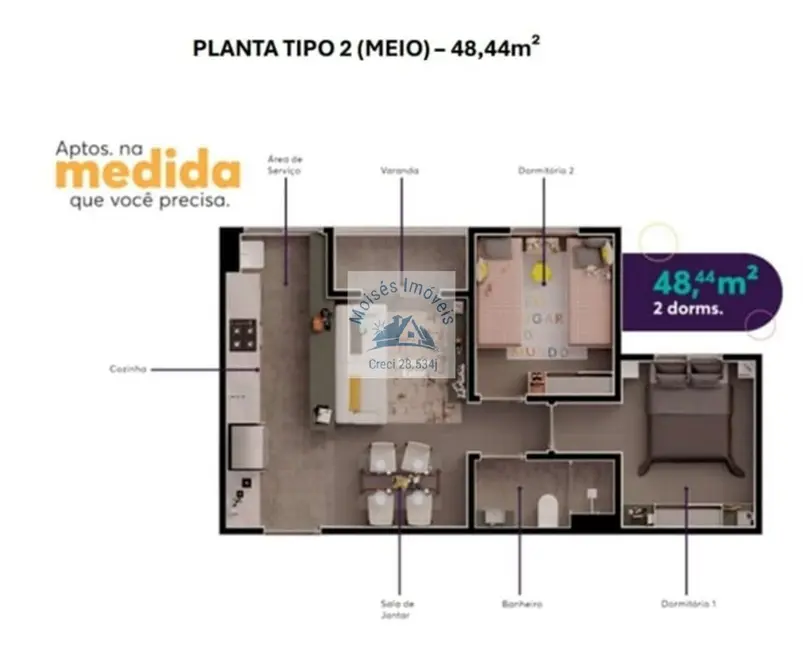 Apartamento com 2 quartos à venda, 47m2 em Sao Jose Dos Campos - SP - imagem 9 Foto 9 de Apartamento com 2 quartos à venda, 47m2 em Sao Jose Dos Campos - SP