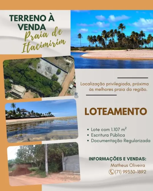 Foto 1 de Terreno / Lote à venda, 1107m2 em Camacari - BA