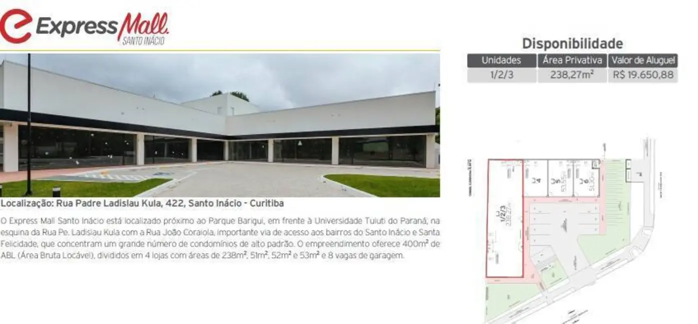 Foto 1 de Loja para alugar em Santo Inácio, Curitiba - PR