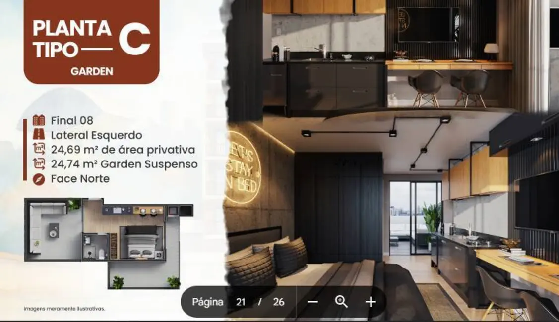 Foto 15 de Apartamento à venda, 22m2 em Cristo Rei, Curitiba - PR