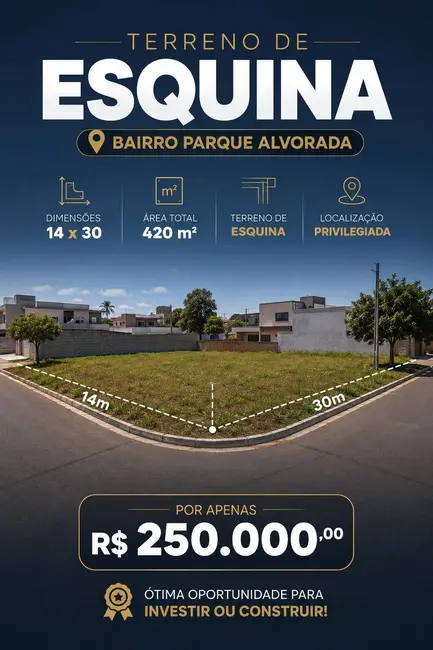 Foto 1 de Terreno / Lote à venda, 420m2 em Parque Alvorada, Dourados - MS