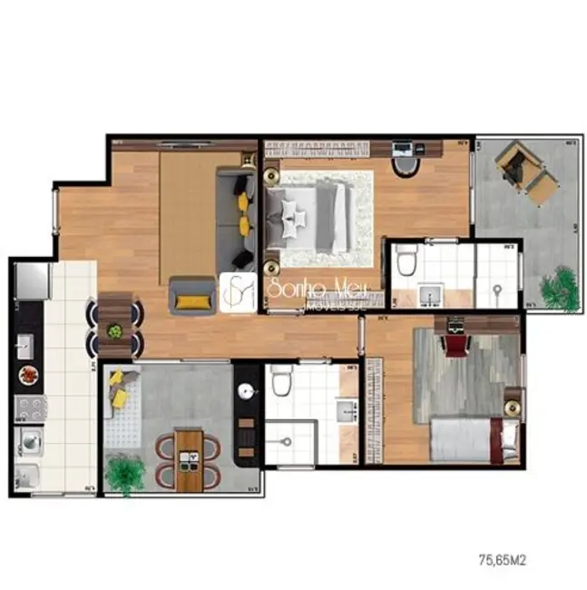 Foto 2 de Apartamento com 2 quartos à venda, 75m2 em Sao Jose Dos Campos - SP