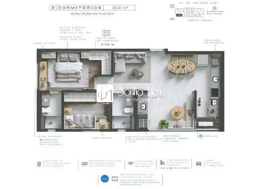 Apartamento com 2 quartos à venda, 64m2 em Sao Jose Dos Campos - SP - imagem 2 Foto 2 de Apartamento com 2 quartos à venda, 64m2 em Sao Jose Dos Campos - SP