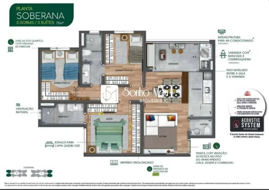 Foto 3 de Apartamento com 3 quartos à venda, 75m2 em Sao Jose Dos Campos - SP