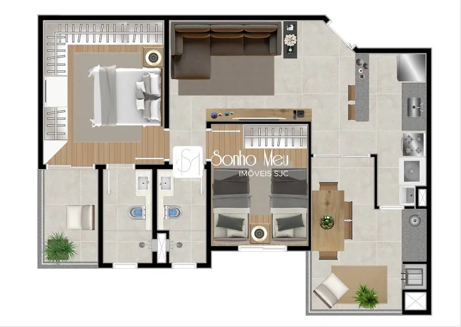 Apartamento com 2 quartos à venda, 62m2 em Sao Jose Dos Campos - SP - imagem 9 Foto 9 de Apartamento com 2 quartos à venda, 62m2 em Sao Jose Dos Campos - SP