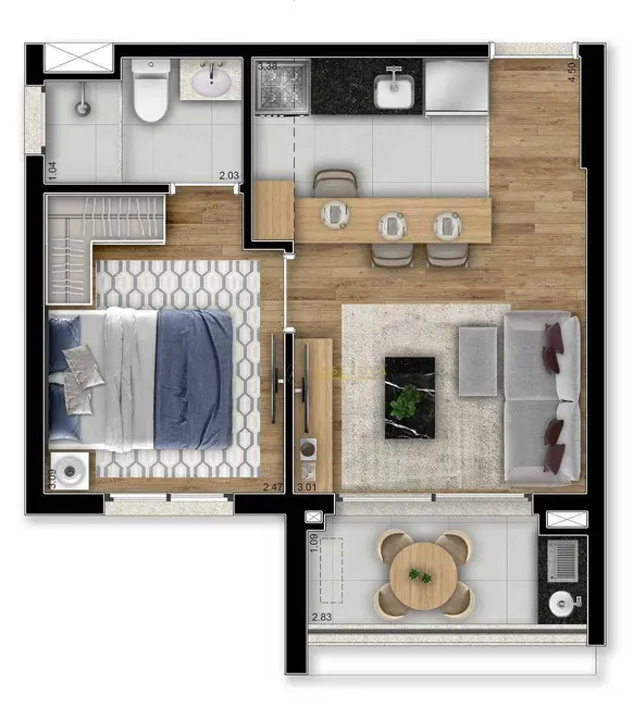 Foto 1 de Apartamento com 1 quarto à venda, 33m2 em Sao Jose Dos Campos - SP