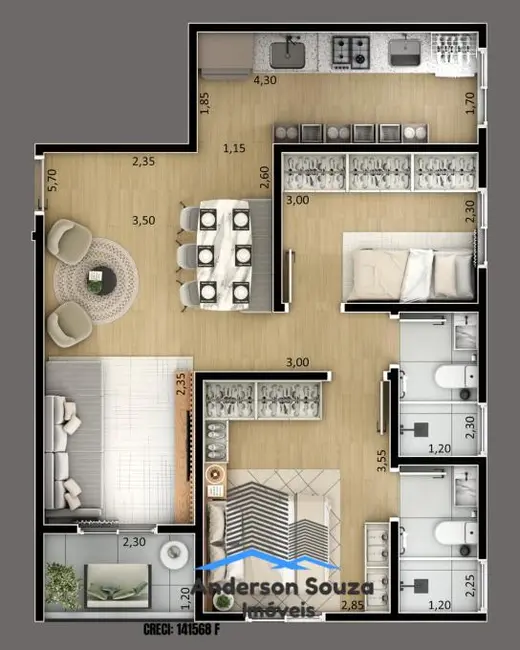 Foto 4 de Apartamento com 2 quartos à venda, 57m2 em Matriz, Maua - SP