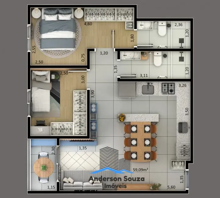 Foto 5 de Apartamento com 2 quartos à venda, 57m2 em Matriz, Maua - SP