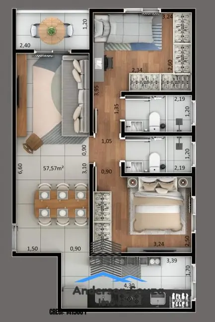 Foto 6 de Apartamento com 2 quartos à venda, 57m2 em Matriz, Maua - SP