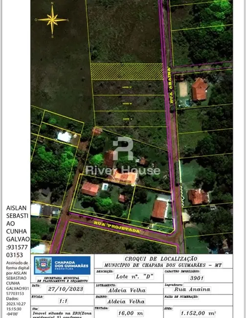 Foto 1 de Terreno / Lote à venda, 1152m2 em Chapada Dos Guimaraes - MT