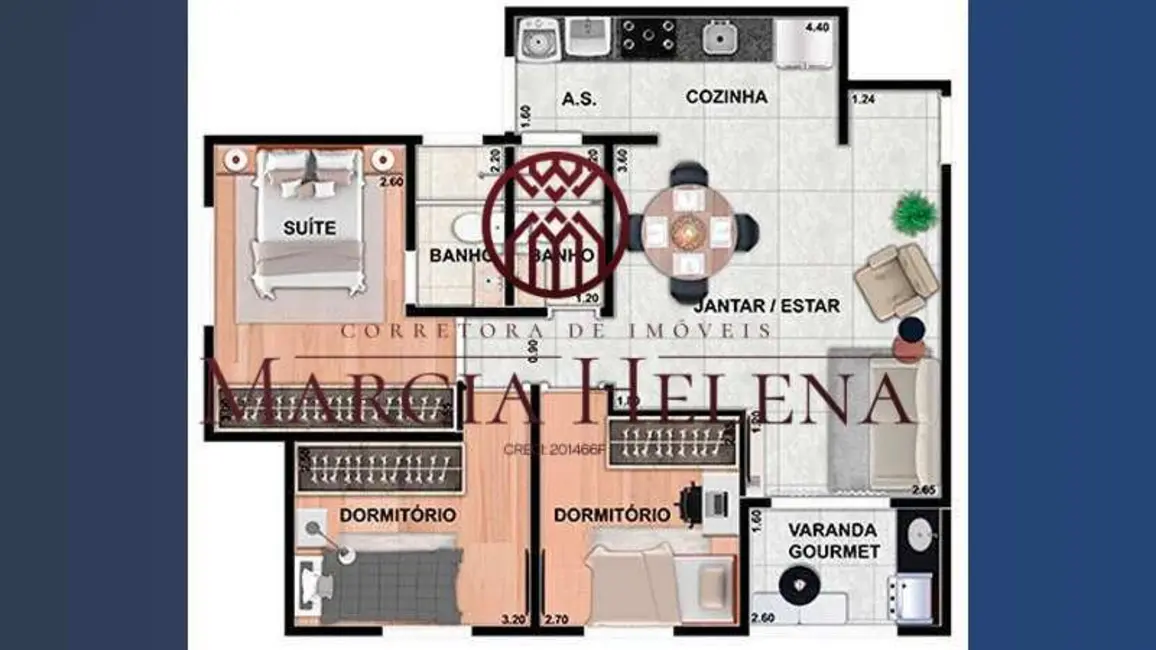 Foto 3 de Apartamento com 3 quartos à venda, 75m2 em Valinhos - SP