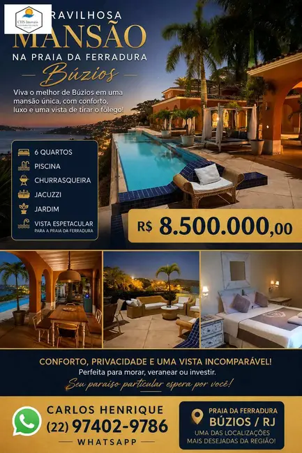 Foto 1 de Casa com 6 quartos à venda, 1100m2 em Armacao Dos Buzios - RJ