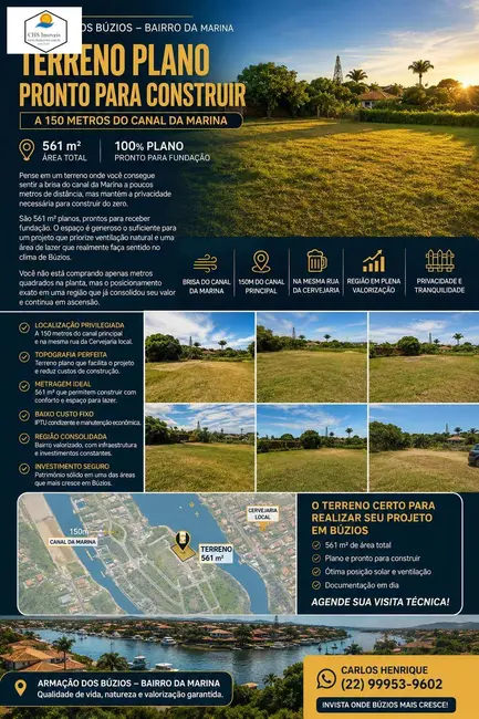 Foto 1 de Terreno / Lote à venda, 550m2 em Armacao Dos Buzios - RJ
