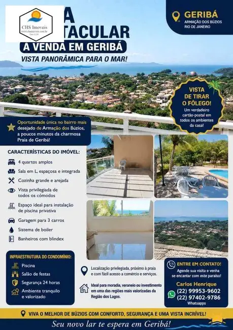 Foto 1 de Casa de Condomínio com 4 quartos à venda, 190m2 em Armacao Dos Buzios - RJ