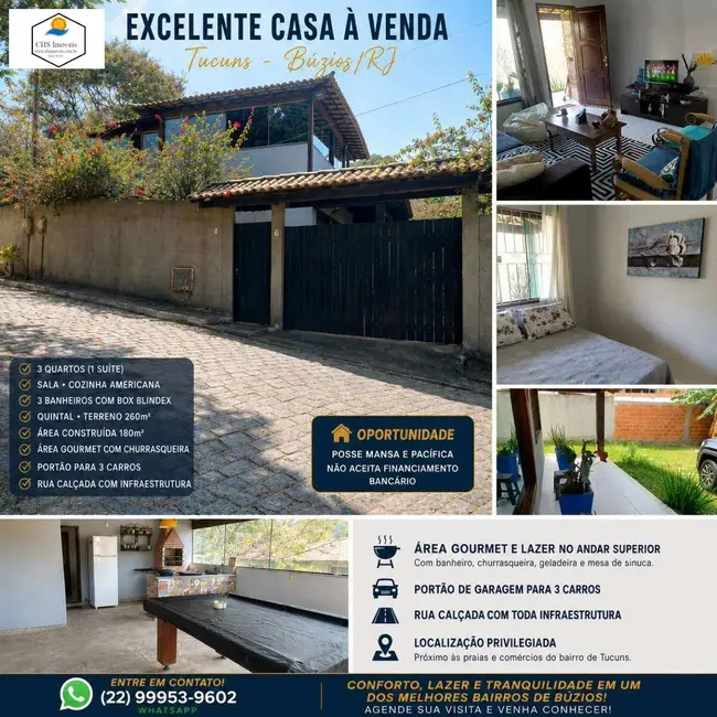 Foto 1 de Casa com 3 quartos à venda, 190m2 em Armacao Dos Buzios - RJ