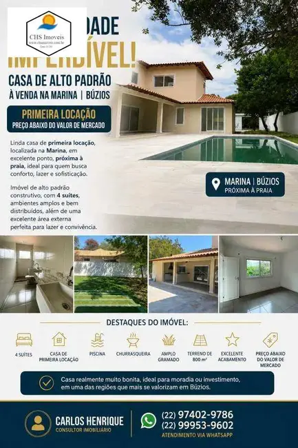 Casa com 4 quartos à venda, 240m2 em Armacao Dos Buzios - RJ - imagem 1 Foto 1 de Casa com 4 quartos à venda, 240m2 em Armacao Dos Buzios - RJ