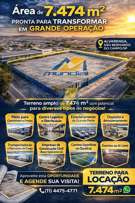 Foto 1 de Terreno / Lote para alugar, 7474m2 em Sao Bernardo Do Campo - SP