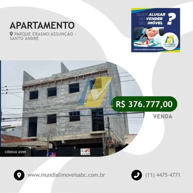Foto 1 de Apartamento com 2 quartos à venda, 45m2 em Parque Erasmo Assunção, Santo Andre - SP