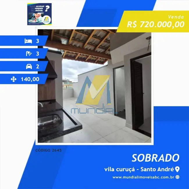 Foto 1 de Sobrado com 3 quartos à venda em Vila Curuçá, Santo Andre - SP