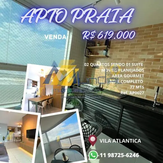 Foto 1 de Apartamento com 2 quartos à venda, 77m2 em Mongagua - SP