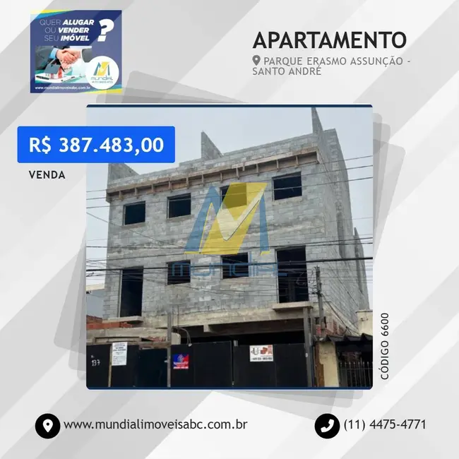 Foto 1 de Apartamento com 2 quartos à venda, 49m2 em Parque Erasmo Assunção, Santo Andre - SP