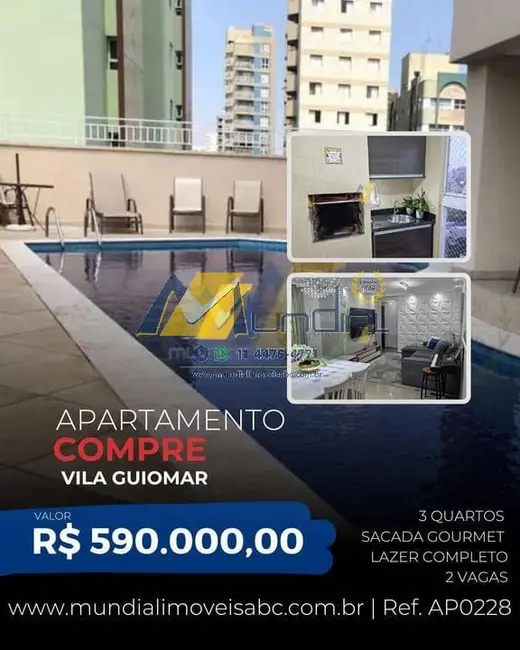 Foto 1 de Apartamento com 3 quartos à venda, 82m2 em Vila Guiomar, Santo Andre - SP
