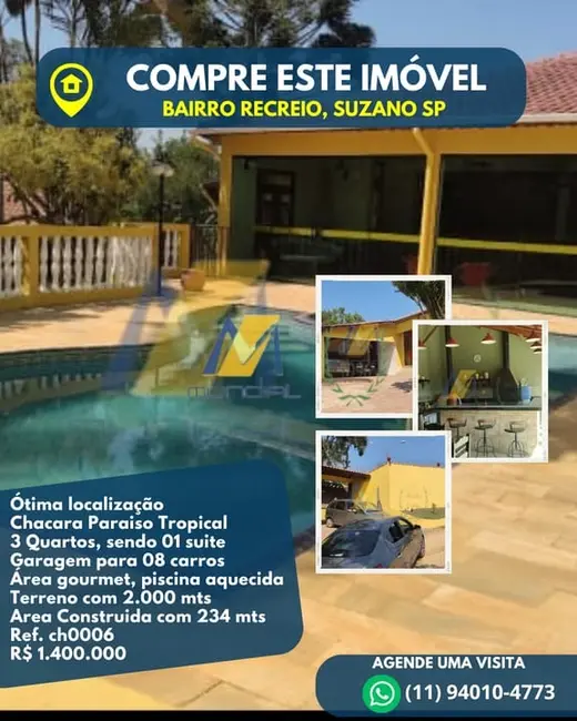 Chácara com 3 quartos à venda, 414m2 em Chácara Recreio Internacional, Suzano - SP - imagem 1 Foto 1 de Chácara com 3 quartos à venda, 414m2 em Chácara Recreio Internacional, Suzano - SP