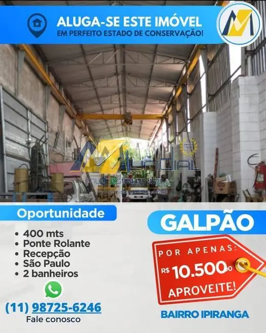 Foto 1 de Sala Comercial para alugar, 400m2 em Ipiranga, São Paulo - SP