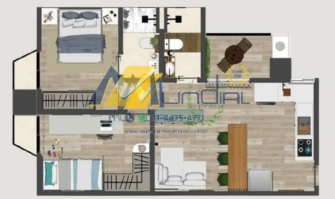 Foto 4 de Apartamento com 2 quartos à venda, 53m2 em Jardim Utinga, Santo Andre - SP
