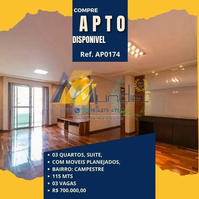 Apartamento com 3 quartos à venda, 114m2 em Campestre, Santo Andre - SP - imagem 1 Foto 1 de Apartamento com 3 quartos à venda, 114m2 em Campestre, Santo Andre - SP