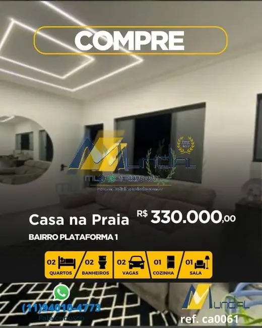 Foto 1 de Casa com 2 quartos à venda, 75m2 em Mongagua - SP