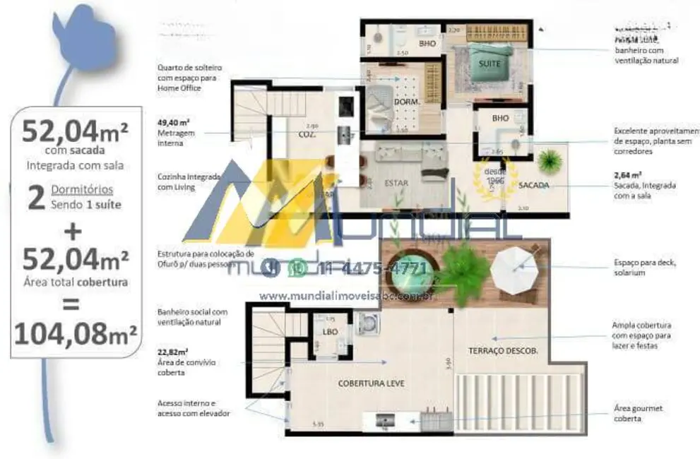 Foto 8 de Apartamento com 2 quartos à venda, 104m2 em Vila Curuçá, Santo Andre - SP