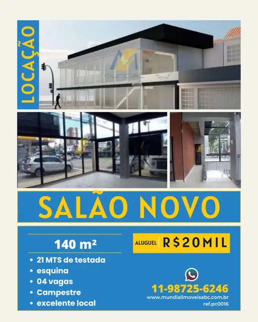 Foto 1 de Sala Comercial para alugar, 140m2 em Campestre, Santo Andre - SP