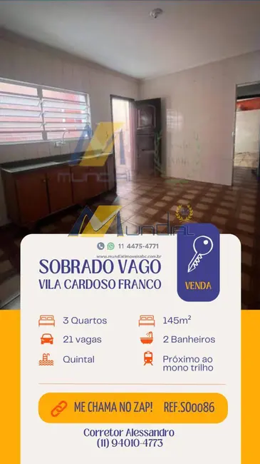Foto 2 de Casa com 3 quartos à venda, 145m2 em Vila Cardoso Franco, São Paulo - SP