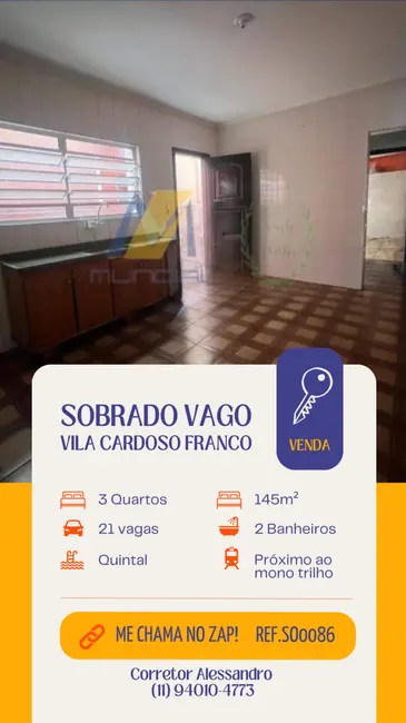 Casa com 3 quartos à venda, 145m2 em Vila Cardoso Franco, São Paulo - SP - imagem 2 Foto 2 de Casa com 3 quartos à venda, 145m2 em Vila Cardoso Franco, São Paulo - SP