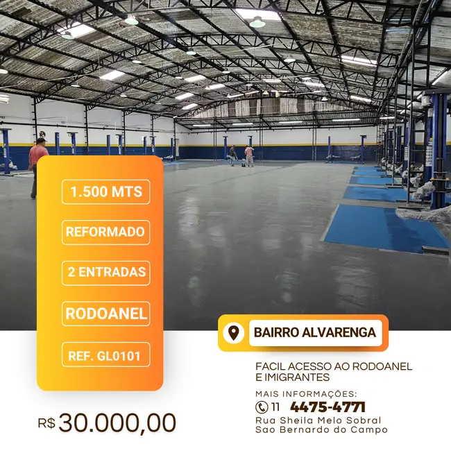 Foto 3 de Armazém / Galpão para alugar, 1500m2 em Alvarenga, Sao Bernardo Do Campo - SP