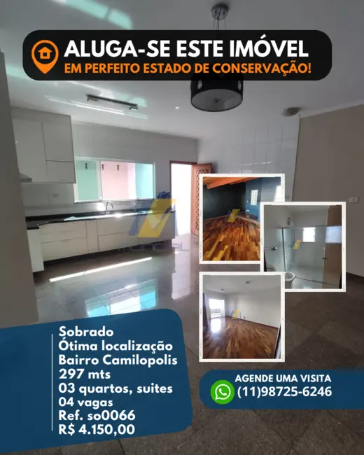 Sobrado com 3 quartos para alugar, 197m2 em Vila Camilópolis, Santo Andre - SP - imagem 1 Foto 1 de Sobrado com 3 quartos para alugar, 197m2 em Vila Camilópolis, Santo Andre - SP