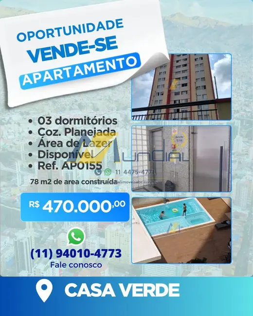 Foto 1 de Apartamento com 3 quartos à venda, 78m2 em São Paulo, SP